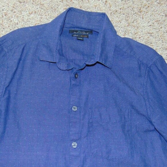 Mens Marc Anthony Sport Shirt Small Blue Diamond Long Sleeve Slim Fit - Picture 2 of 4